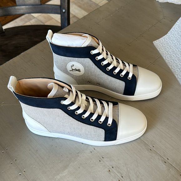 Christian Louboutin Louis orlato high top white navy sneaker trainer sz 44 main image 6